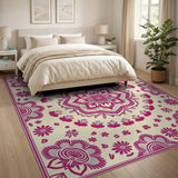 Pink Pink Mandala Floral Persian Area Rug