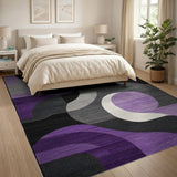 Grey Purple Grey Geometric Abstract Area Rug