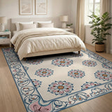 Vintage Pink Floral Cream Area Rug