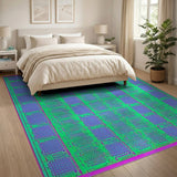 Vibrant Geometric Grid Area Rug