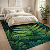 Green Lush Fern Forest Area Rug