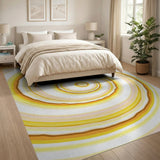 Hypnotic Yellow Swirl Abstract Area Rug