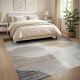 Beige and Neutral Abstract Area Abstract Wavy Neutral Area Rug