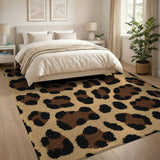 Leopard Print Tufted Area Rug in Brown Tan