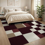 Beige and Neutral Modern Geometric Patchwork Area Rug