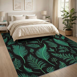 Teal Fern Feather Pattern Area Rug