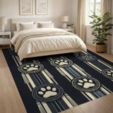 Striped Paw Print Medallion Rug