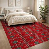 Red Plaid Southwestern Star Rug