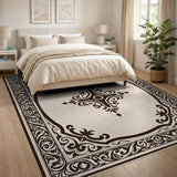 Elegant Ornate Beige Frame Area Rug