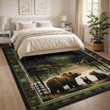 Bear Family Twilight Lake Forest Rug