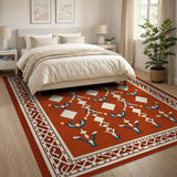 Terracotta Teal Geometric Southwestern Rug