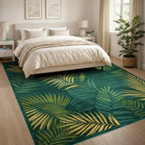 Emerald Green Palm Frond Area Rug