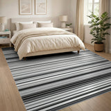 Striped Geometric Modern Black White Striped Geometric Area Rug