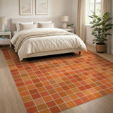 Orange Mosaic Tile Geometric Area Rug