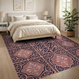 Purple Ornate Floral Tile Area Rug