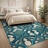 Teal Persian Arabesque Area Rug