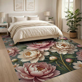 Lush Blush Peony Floral Area Rug