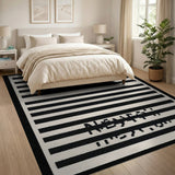 Bold Redacted Stripe Black White Area Rug