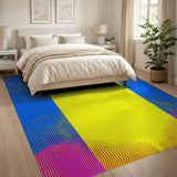 Vibrant Yellow Center Halftone Geometric Rug