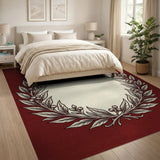 Vintage Laurel Wreath Red Area Rug
