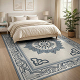 Blue and Teal Blue Mandala Persian Area Rug