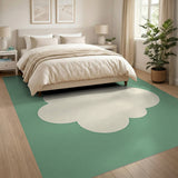 Whimsical White Cloud Green Area Rug