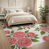 Floral Vintage Blush Pink Roses Floral Vintage Area Rug