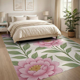 Pink Peony Vintage Pink Peony Floral Area Rug