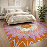 Vibrant Pink Orange Mandala Flower Rug