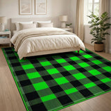 Vibrant Green Black Buffalo Check Area Rug