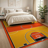 Orange Basketball Court Geometric Area Rug
