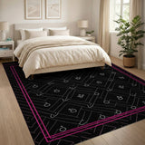 Black Tribal Geometric Area Rug