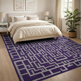 Purple Labyrinth Maze Geometric Area Rug