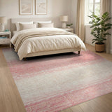 Blush Pink Ivory Striped Distressed Area Rug