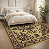 Beige and Neutral Ornate Beige Persian Medallion Area Rug