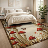 Boho Chic Whimsical Red Mushroom Forest Area Rug