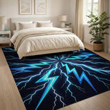 Blue and Teal Electric Blue Lightning Area Rug