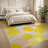 Sunny Yellow Circle Abstract Area Rug