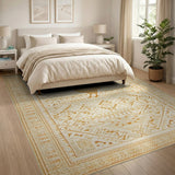 Tribal Rooster Beige Area Rug