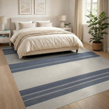 Navy and Cream Striped Coastal Area Rug