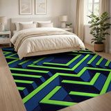 Neon Green Maze Labyrinth Area Rug