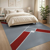 Modern Grey Red Cross Geometric Area Rug