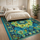Vibrant Teal Mandala Area Rug
