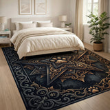 Ornate Gold Paw Star Mandala Rug