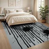 Black Ink Splatter Abstract Area Rug