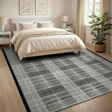 Grey Distressed Striped Area Rug