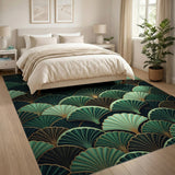 Emerald Green Scallop Fan Area Rug