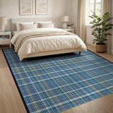 Navy Blue and Yellow Plaid Area Rug