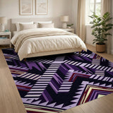 Purple Geometric Staircase Illusion Area Rug