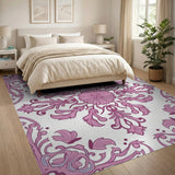 Floral Vintage Pink Vintage Pink Floral Damask Area Rug